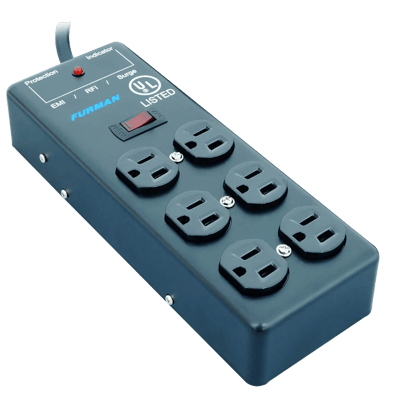 Furman 6 Outlet, 2x3 Metal Chassis Surge Suppressor Strip (SS-6B)