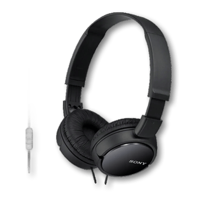 Sony MDR-ZX110AP Wired On-Ear Headphones with Microphone | Black