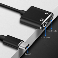 QKZ USB-C to 3.5mm Aux + USB-C Charger Audio Adapter Cable for All Devices variant 10
