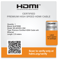 Austere V Series 4K Certified Premium HDMI Cable 1.5m \\ 2.5m variant 15