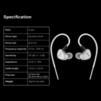 Kefine Klean SV - 10mm DLC diaphragm dynamic driver earphone variant 9