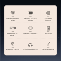 Sivga Audio Planar magnetic driver open-back wood headphone variant 12