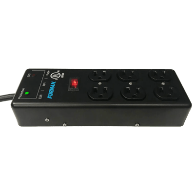 Furman 15A AC Surge Strip 6 outlet 2X3 block with Extreme Voltage Shutdown, Metal Chassis, 15Ft Cord (SS-6B-PRO)