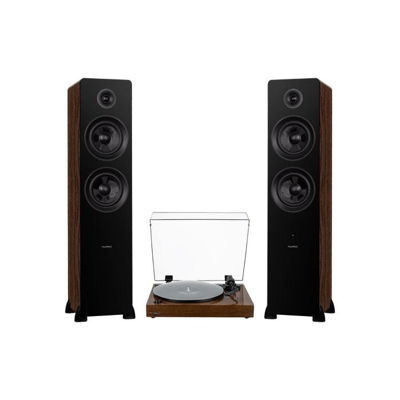 Fluance RT81+ Elite High Fidelity Vinyl Turntable with Ai81 Elite Powered Floorstanding Tower Speakers (Natural Walnut)