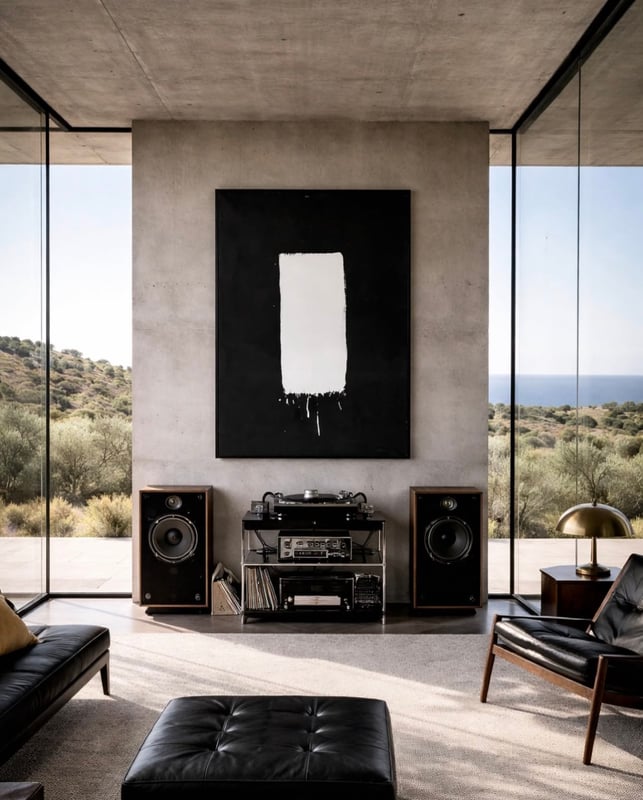 Floor-standing speaker system in a Paris apartment