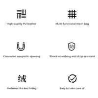 LETSHUOER Practical Magnetic Earphone Case PU Leather Square Earbud variant 2