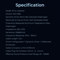 AFUL AFUL Explorer 1DD+2BA Hybrid In-Ear Monitors variant 19