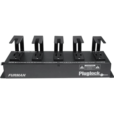 Furman 15A Power Distribution Strip (No Surge Protection), 5 Spaced Outlets W/Brackets, 5Ft Cord (PLUGLOCK)