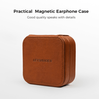 LETSHUOER Practical Magnetic Earphone Case PU Leather Square Earbud variant 1