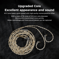 LETSHUOER M12 Monocrystalline Silver Gold-plated Cable with 0.78mm 2 Pin（3.5mm/4.4mm） variant 3