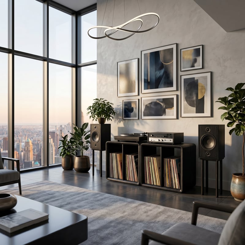 Compact integrated hi-fi system in a design apartment