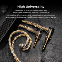 LETSHUOER M12 Monocrystalline Silver Gold-plated Cable with 0.78mm 2 Pin（3.5mm/4.4mm） variant 4