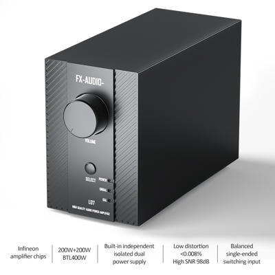 FX Audio L07 HIFI XLR Balance 200W+200W Power Amplifier  BTL 400W