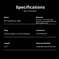 LETSHUOER M12 Monocrystalline Silver Gold-plated Cable with 0.78mm 2 Pin（3.5mm/4.4mm） variant 6