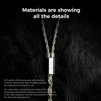 LETSHUOER M12 Monocrystalline Silver Gold-plated Cable with 0.78mm 2 Pin（3.5mm/4.4mm） variant 5